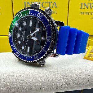 Invicta Mens Globe Master Analogue/Digital Pro Diver Black Dial Blue Strap Watch